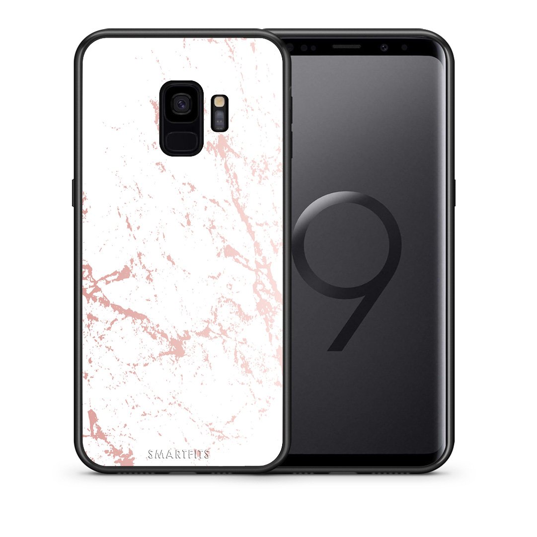 Θήκη Samsung S9 Pink Splash Marble από τη Smartfits με σχέδιο στο πίσω μέρος και μαύρο περίβλημα | Samsung S9 Pink Splash Marble case with colorful back and black bezels