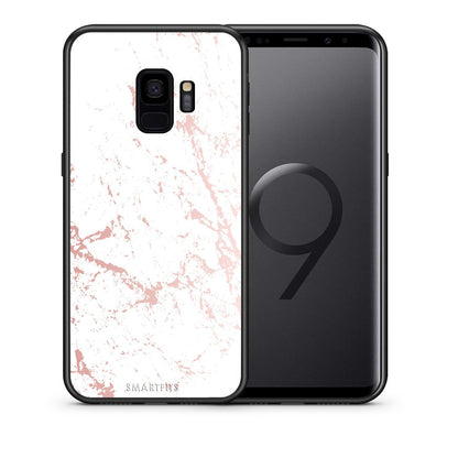 Θήκη Samsung S9 Pink Splash Marble από τη Smartfits με σχέδιο στο πίσω μέρος και μαύρο περίβλημα | Samsung S9 Pink Splash Marble case with colorful back and black bezels
