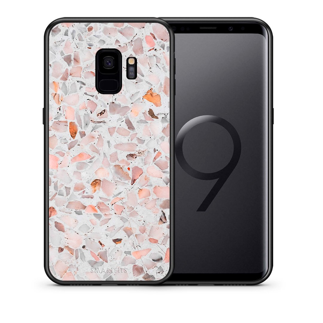 Θήκη Samsung S9 Marble Terrazzo από τη Smartfits με σχέδιο στο πίσω μέρος και μαύρο περίβλημα | Samsung S9 Marble Terrazzo case with colorful back and black bezels