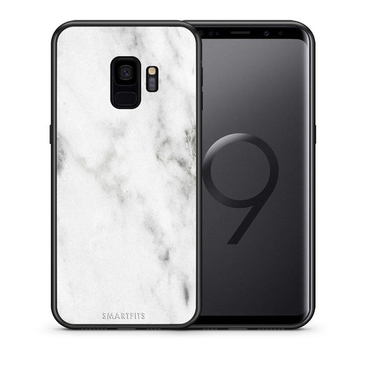 Θήκη Samsung S9 White Marble από τη Smartfits με σχέδιο στο πίσω μέρος και μαύρο περίβλημα | Samsung S9 White Marble case with colorful back and black bezels