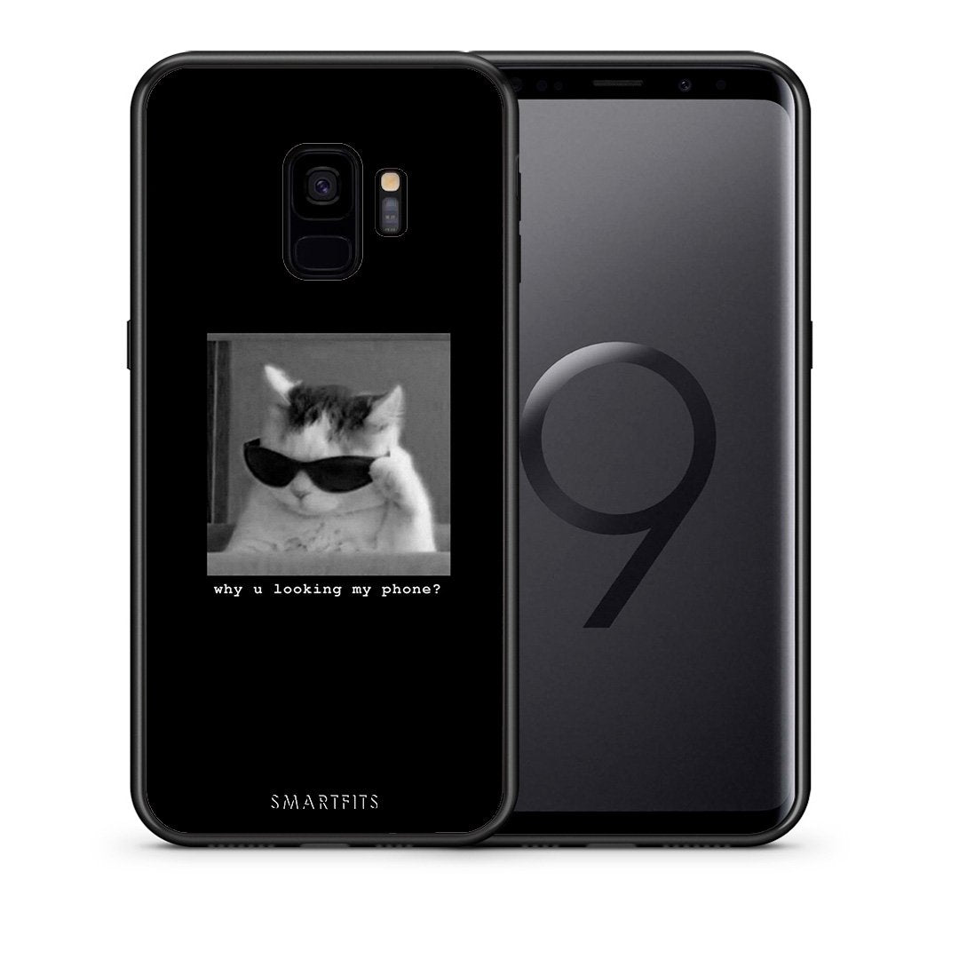 Θήκη Samsung S9 Meme Cat από τη Smartfits με σχέδιο στο πίσω μέρος και μαύρο περίβλημα | Samsung S9 Meme Cat case with colorful back and black bezels