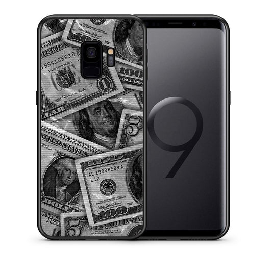 Θήκη Samsung S9 Money Dollars από τη Smartfits με σχέδιο στο πίσω μέρος και μαύρο περίβλημα | Samsung S9 Money Dollars case with colorful back and black bezels