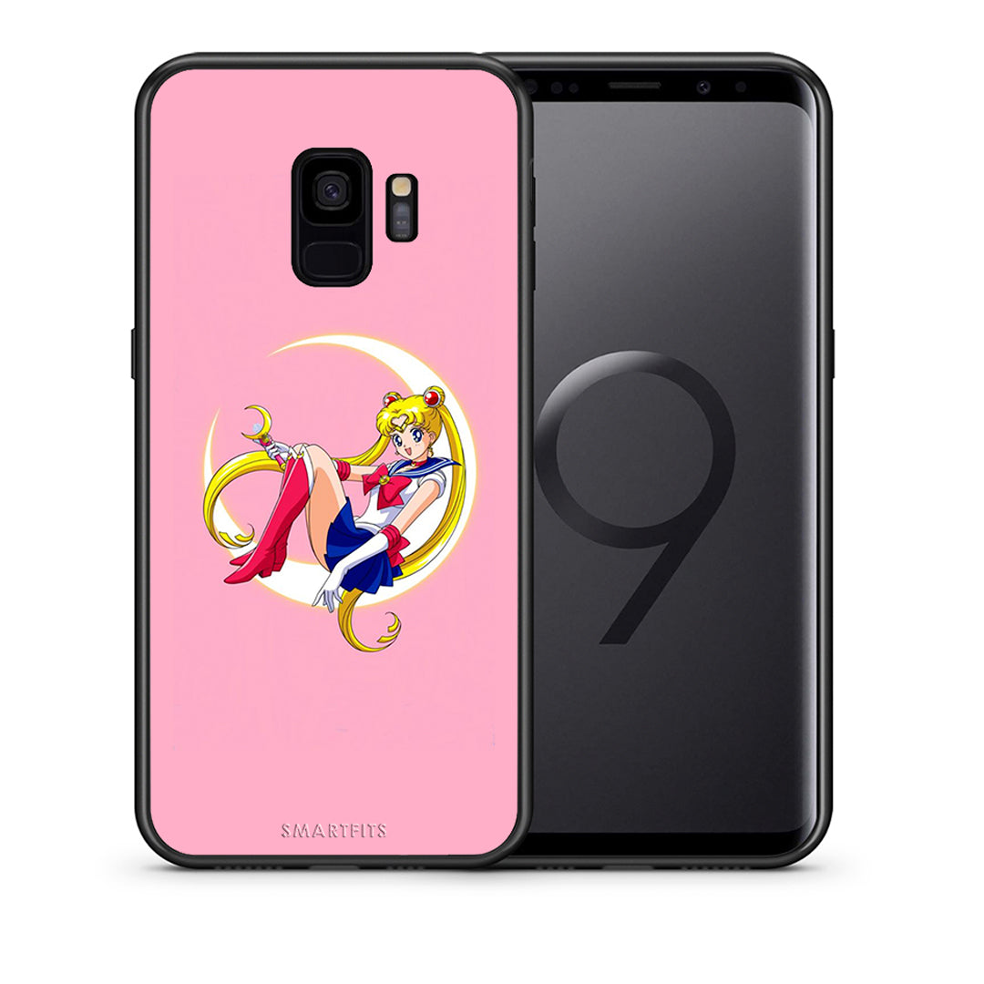 Θήκη Samsung S9 Moon Girl από τη Smartfits με σχέδιο στο πίσω μέρος και μαύρο περίβλημα | Samsung S9 Moon Girl case with colorful back and black bezels