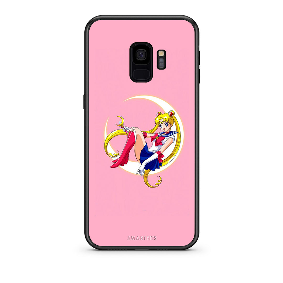 samsung s9 Moon Girl θήκη από τη Smartfits με σχέδιο στο πίσω μέρος και μαύρο περίβλημα | Smartphone case with colorful back and black bezels by Smartfits