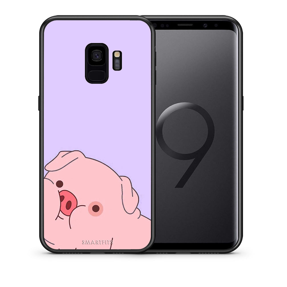 Θήκη Αγίου Βαλεντίνου Samsung S9 Pig Love 2 από τη Smartfits με σχέδιο στο πίσω μέρος και μαύρο περίβλημα | Samsung S9 Pig Love 2 case with colorful back and black bezels