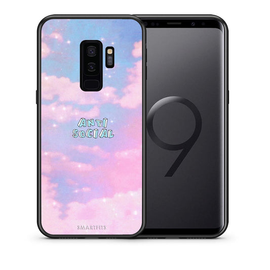 Θήκη Αγίου Βαλεντίνου Samsung S9 Plus Anti Social από τη Smartfits με σχέδιο στο πίσω μέρος και μαύρο περίβλημα | Samsung S9 Plus Anti Social case with colorful back and black bezels