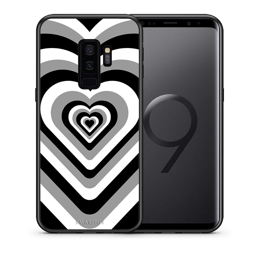Θήκη Samsung S9 Plus Black Hearts από τη Smartfits με σχέδιο στο πίσω μέρος και μαύρο περίβλημα | Samsung S9 Plus Black Hearts case with colorful back and black bezels