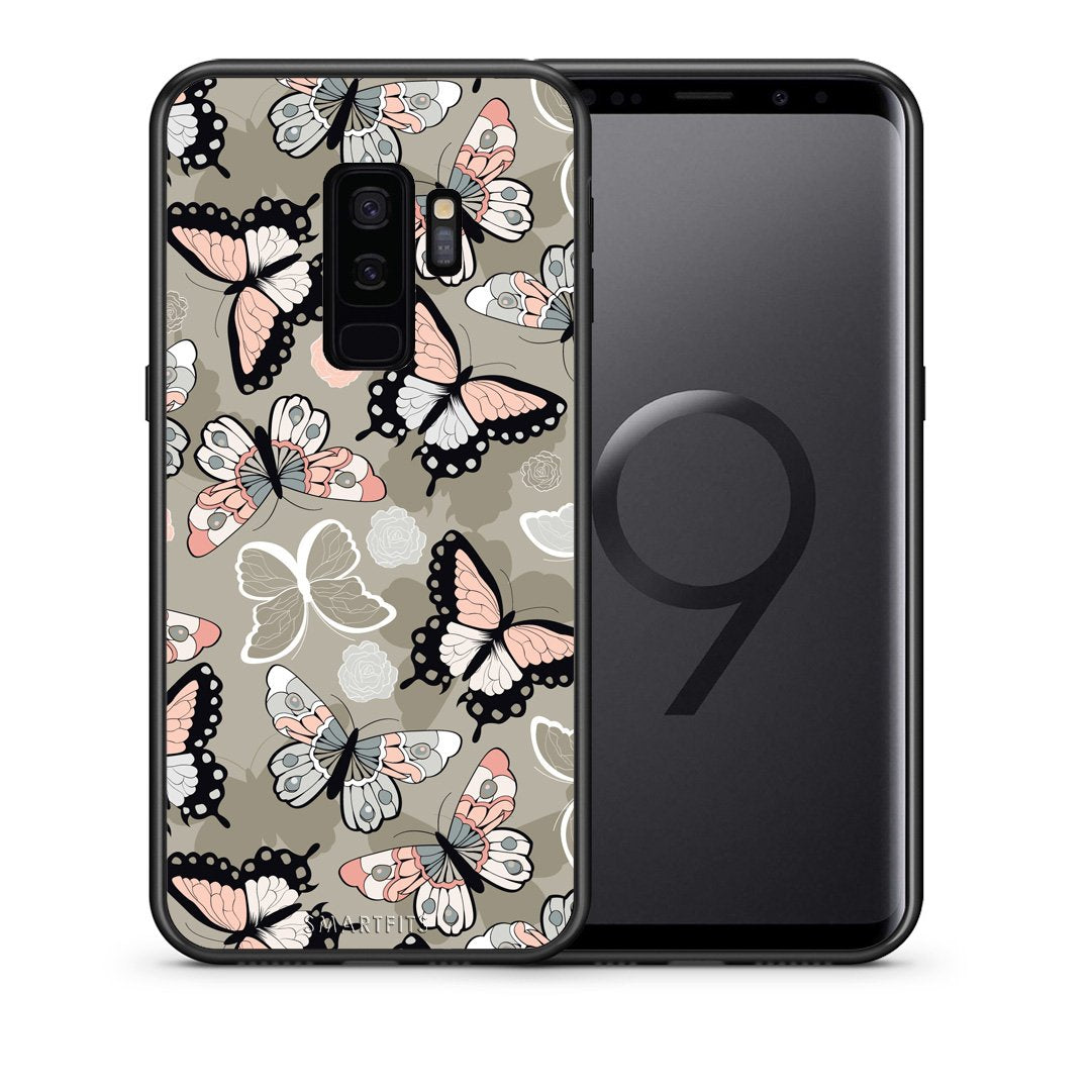 Θήκη Samsung S9 Plus Butterflies Boho από τη Smartfits με σχέδιο στο πίσω μέρος και μαύρο περίβλημα | Samsung S9 Plus Butterflies Boho case with colorful back and black bezels