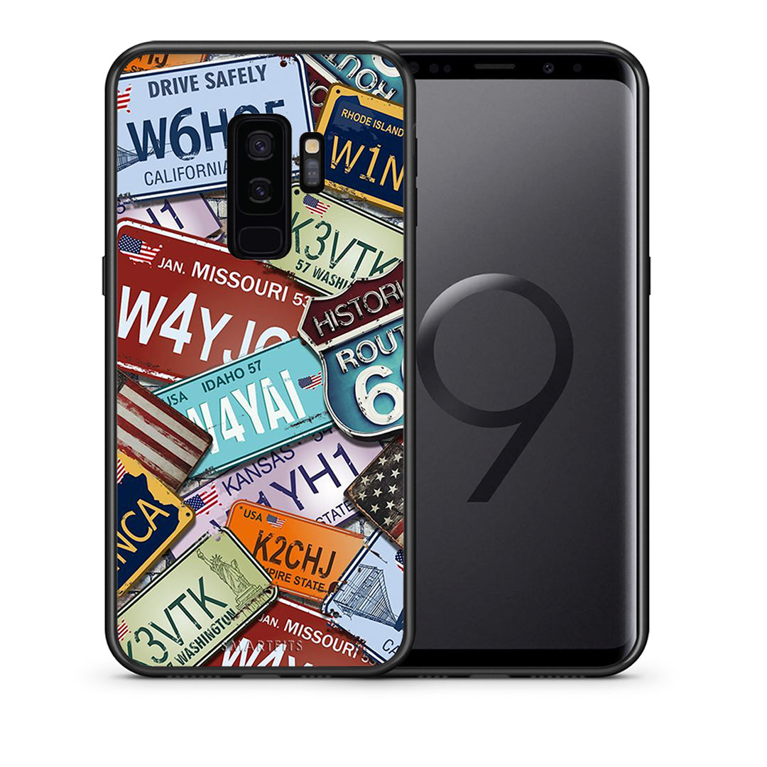 Θήκη Samsung S9 Plus Car Plates από τη Smartfits με σχέδιο στο πίσω μέρος και μαύρο περίβλημα | Samsung S9 Plus Car Plates case with colorful back and black bezels
