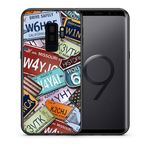 Θήκη Samsung S9 Plus Car Plates από τη Smartfits με σχέδιο στο πίσω μέρος και μαύρο περίβλημα | Samsung S9 Plus Car Plates case with colorful back and black bezels