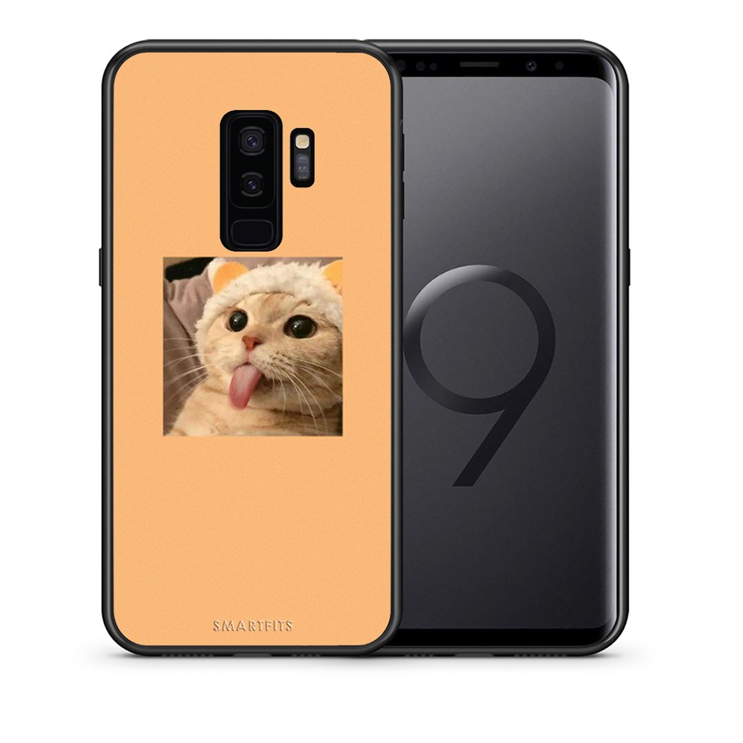 Θήκη Samsung S9 Plus Cat Tongue από τη Smartfits με σχέδιο στο πίσω μέρος και μαύρο περίβλημα | Samsung S9 Plus Cat Tongue case with colorful back and black bezels
