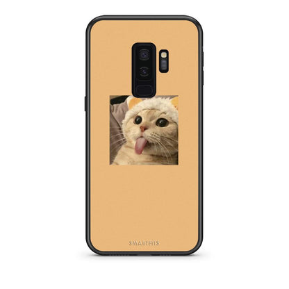 samsung s9 plus Cat Tongue θήκη από τη Smartfits με σχέδιο στο πίσω μέρος και μαύρο περίβλημα | Smartphone case with colorful back and black bezels by Smartfits