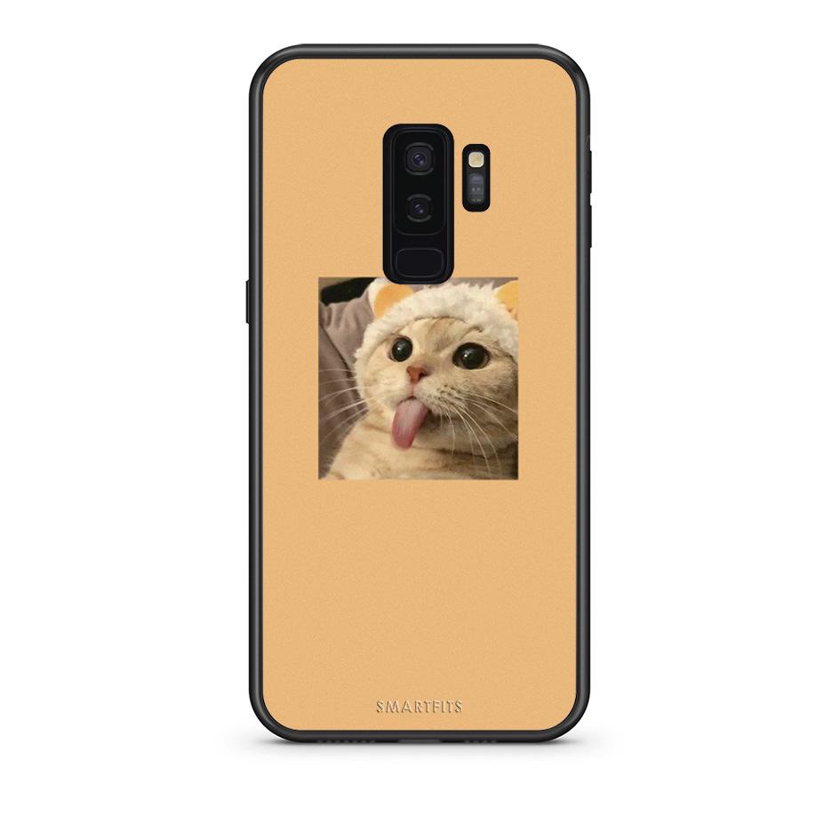 samsung s9 plus Cat Tongue θήκη από τη Smartfits με σχέδιο στο πίσω μέρος και μαύρο περίβλημα | Smartphone case with colorful back and black bezels by Smartfits