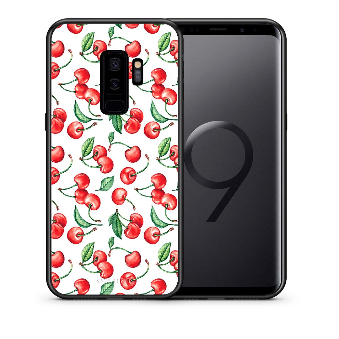 Θήκη Samsung S9 Plus Cherry Summer από τη Smartfits με σχέδιο στο πίσω μέρος και μαύρο περίβλημα | Samsung S9 Plus Cherry Summer case with colorful back and black bezels