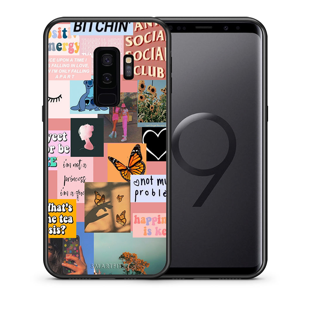 Θήκη Αγίου Βαλεντίνου Samsung S9 Plus Collage Bitchin από τη Smartfits με σχέδιο στο πίσω μέρος και μαύρο περίβλημα | Samsung S9 Plus Collage Bitchin case with colorful back and black bezels