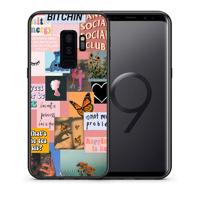 Θήκη Αγίου Βαλεντίνου Samsung S9 Plus Collage Bitchin από τη Smartfits με σχέδιο στο πίσω μέρος και μαύρο περίβλημα | Samsung S9 Plus Collage Bitchin case with colorful back and black bezels