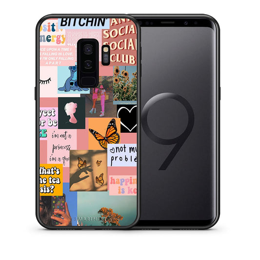 Θήκη Αγίου Βαλεντίνου Samsung S9 Plus Collage Bitchin από τη Smartfits με σχέδιο στο πίσω μέρος και μαύρο περίβλημα | Samsung S9 Plus Collage Bitchin case with colorful back and black bezels