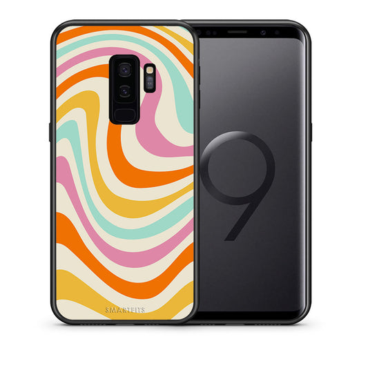 Θήκη Samsung S9 Plus Colourful Waves από τη Smartfits με σχέδιο στο πίσω μέρος και μαύρο περίβλημα | Samsung S9 Plus Colourful Waves case with colorful back and black bezels