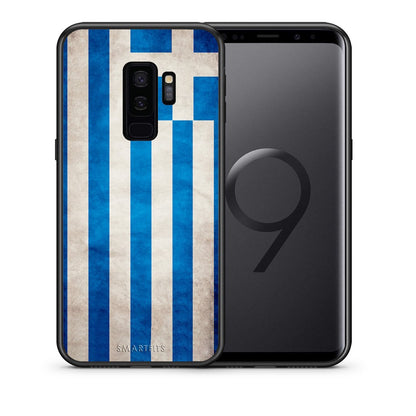 Θήκη Samsung S9 Plus Greek Flag από τη Smartfits με σχέδιο στο πίσω μέρος και μαύρο περίβλημα | Samsung S9 Plus Greek Flag case with colorful back and black bezels