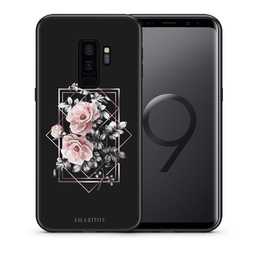 Θήκη Samsung S9 Plus Frame Flower από τη Smartfits με σχέδιο στο πίσω μέρος και μαύρο περίβλημα | Samsung S9 Plus Frame Flower case with colorful back and black bezels