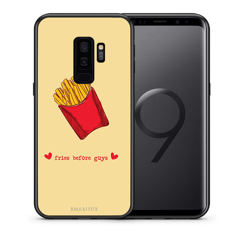 Θήκη Αγίου Βαλεντίνου Samsung S9 Plus Fries Before Guys από τη Smartfits με σχέδιο στο πίσω μέρος και μαύρο περίβλημα | Samsung S9 Plus Fries Before Guys case with colorful back and black bezels