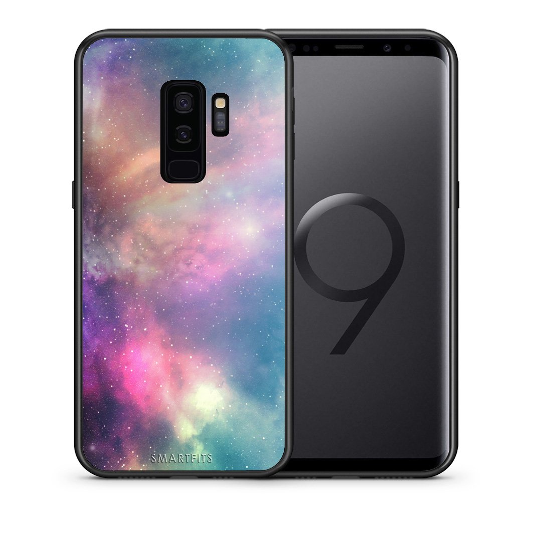 Θήκη Samsung S9 Plus Rainbow Galaxy από τη Smartfits με σχέδιο στο πίσω μέρος και μαύρο περίβλημα | Samsung S9 Plus Rainbow Galaxy case with colorful back and black bezels