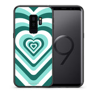 Thumbnail for Θήκη Samsung S9 Plus Green Hearts από τη Smartfits με σχέδιο στο πίσω μέρος και μαύρο περίβλημα | Samsung S9 Plus Green Hearts case with colorful back and black bezels
