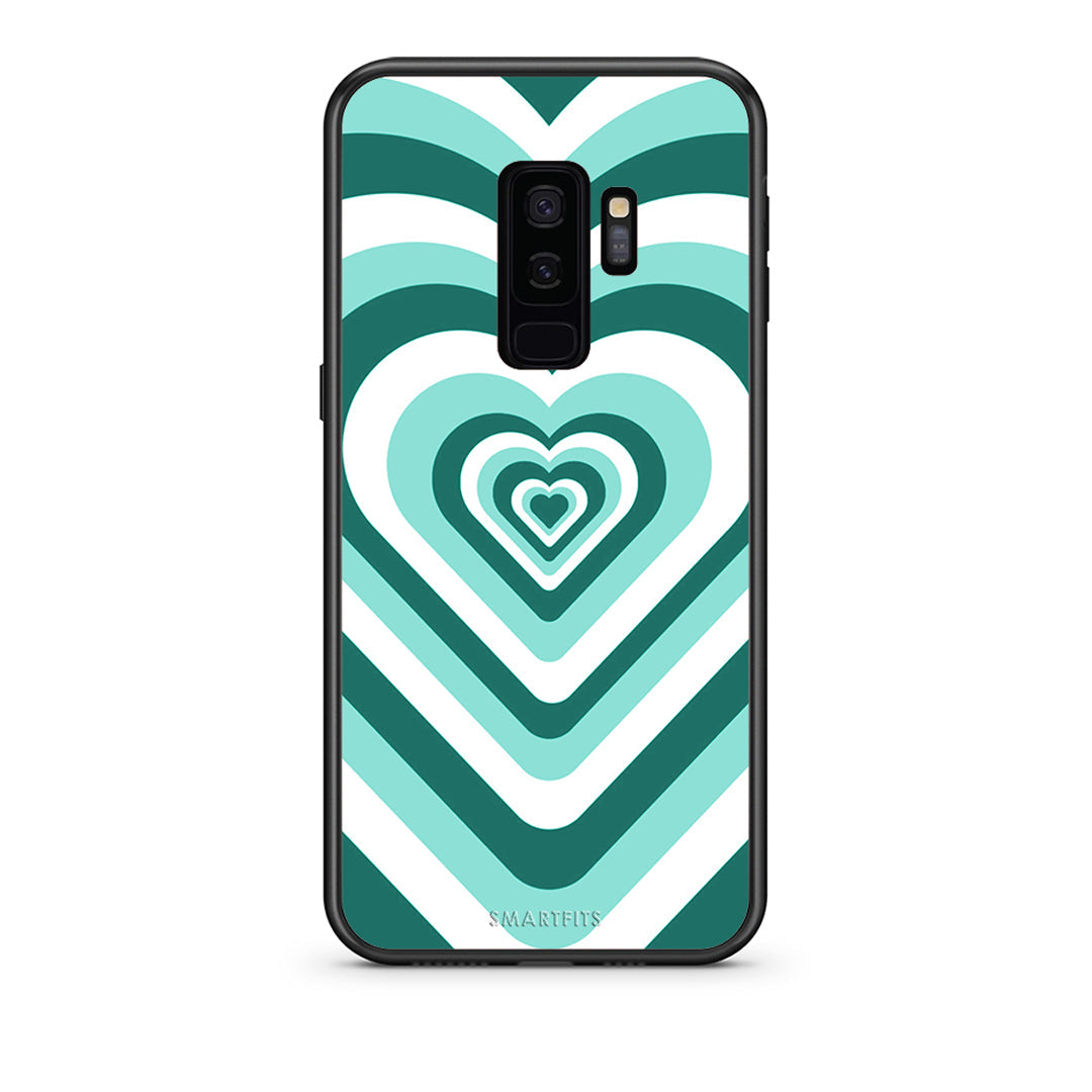 samsung s9 plus Green Hearts θήκη από τη Smartfits με σχέδιο στο πίσω μέρος και μαύρο περίβλημα | Smartphone case with colorful back and black bezels by Smartfits