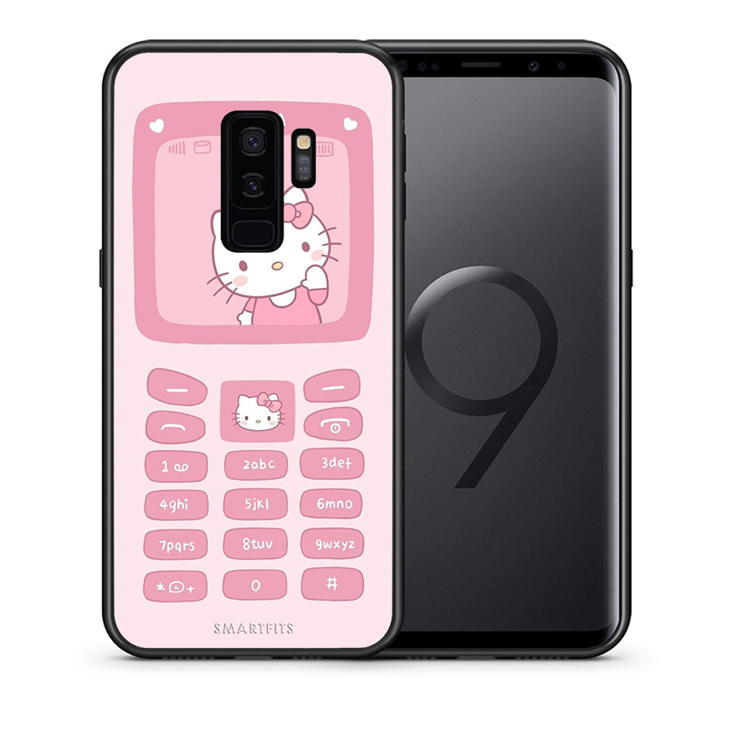 Θήκη Αγίου Βαλεντίνου Samsung S9 Plus Hello Kitten από τη Smartfits με σχέδιο στο πίσω μέρος και μαύρο περίβλημα | Samsung S9 Plus Hello Kitten case with colorful back and black bezels
