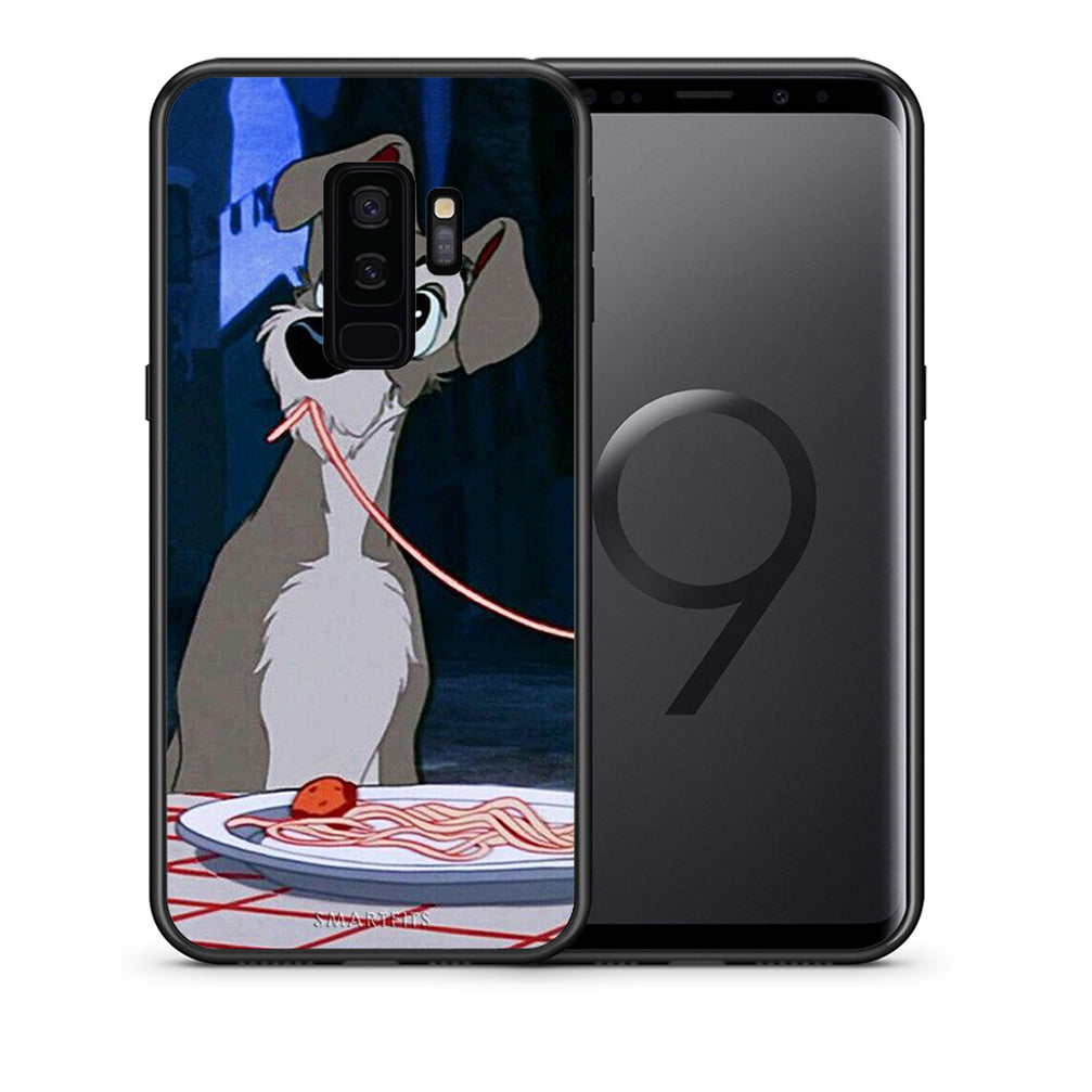 Θήκη Αγίου Βαλεντίνου Samsung S9 Plus Lady And Tramp 1 από τη Smartfits με σχέδιο στο πίσω μέρος και μαύρο περίβλημα | Samsung S9 Plus Lady And Tramp 1 case with colorful back and black bezels