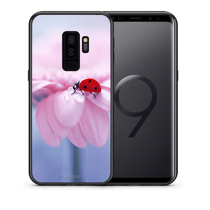 Θήκη Samsung S9 Plus Ladybug Flower από τη Smartfits με σχέδιο στο πίσω μέρος και μαύρο περίβλημα | Samsung S9 Plus Ladybug Flower case with colorful back and black bezels