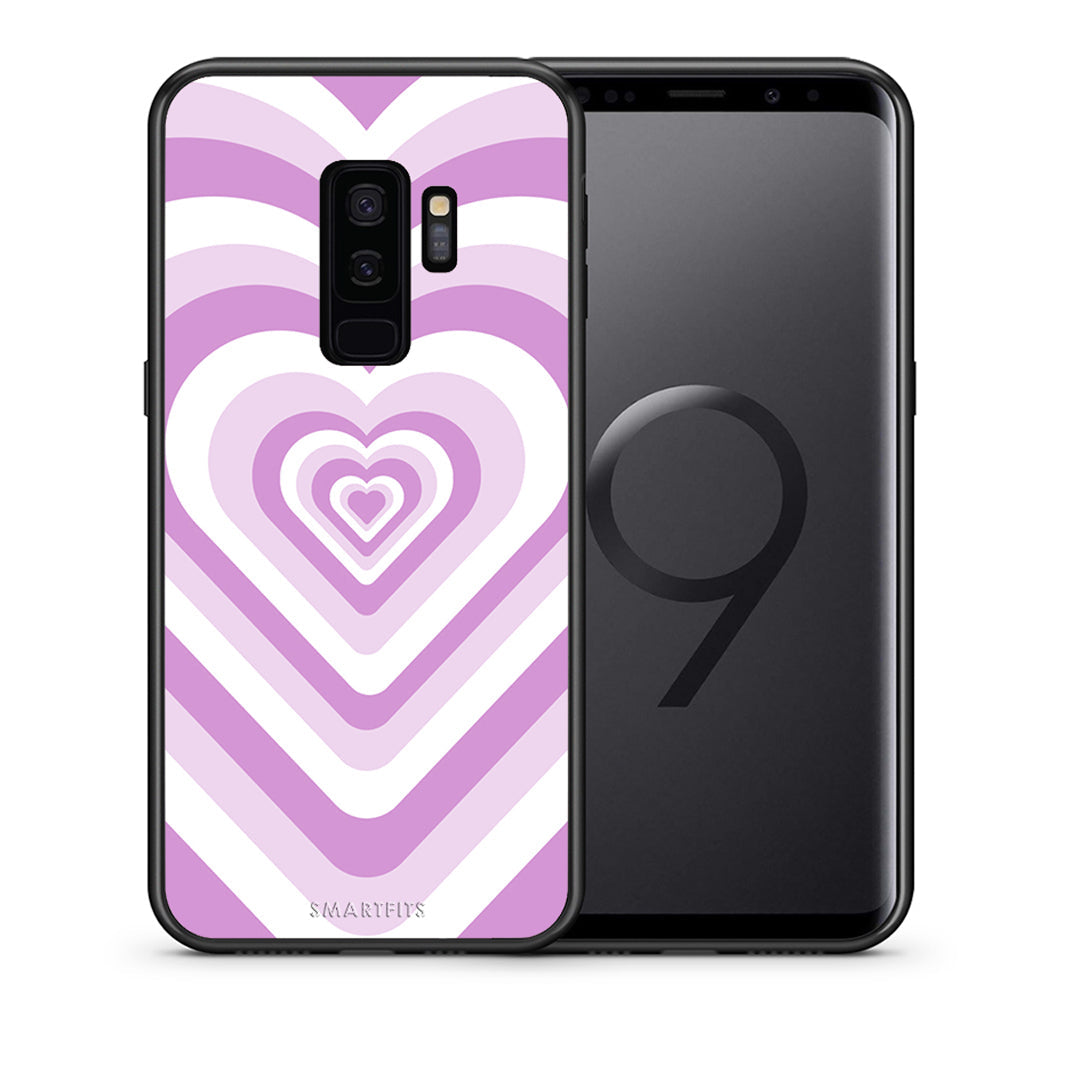 Θήκη Samsung S9 Plus Lilac Hearts από τη Smartfits με σχέδιο στο πίσω μέρος και μαύρο περίβλημα | Samsung S9 Plus Lilac Hearts case with colorful back and black bezels