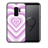 Thumbnail for Θήκη Samsung S9 Plus Lilac Hearts από τη Smartfits με σχέδιο στο πίσω μέρος και μαύρο περίβλημα | Samsung S9 Plus Lilac Hearts case with colorful back and black bezels