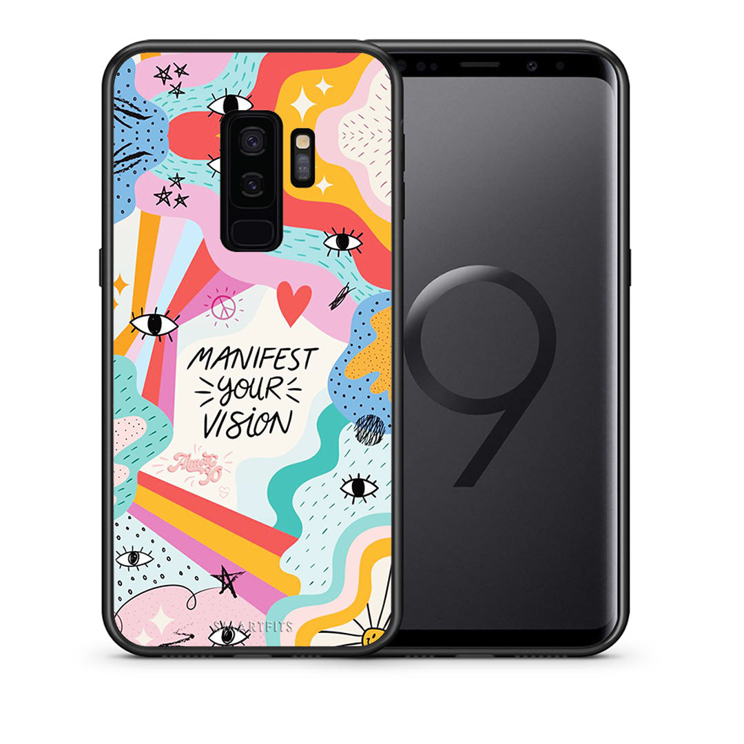 Θήκη Samsung S9 Plus Manifest Your Vision από τη Smartfits με σχέδιο στο πίσω μέρος και μαύρο περίβλημα | Samsung S9 Plus Manifest Your Vision case with colorful back and black bezels