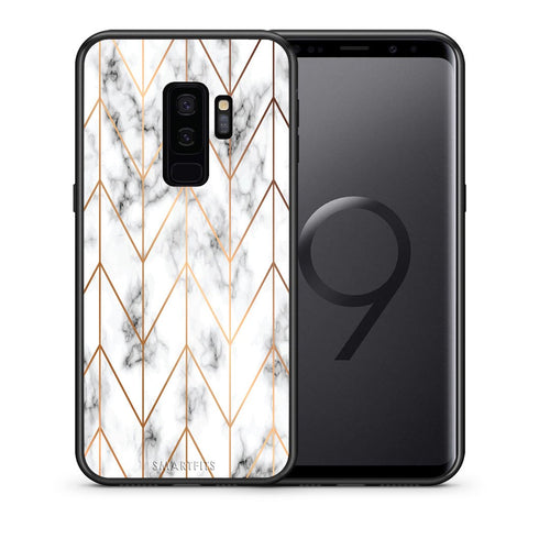 Θήκη Samsung S9 Plus Gold Geometric Marble από τη Smartfits με σχέδιο στο πίσω μέρος και μαύρο περίβλημα | Samsung S9 Plus Gold Geometric Marble case with colorful back and black bezels