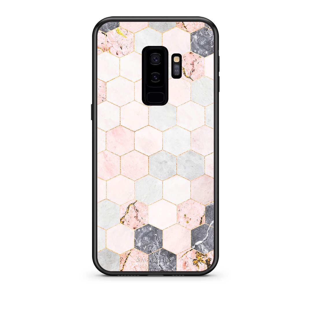 4 - samsung s9 plus Hexagon Pink Marble case, cover, bumper