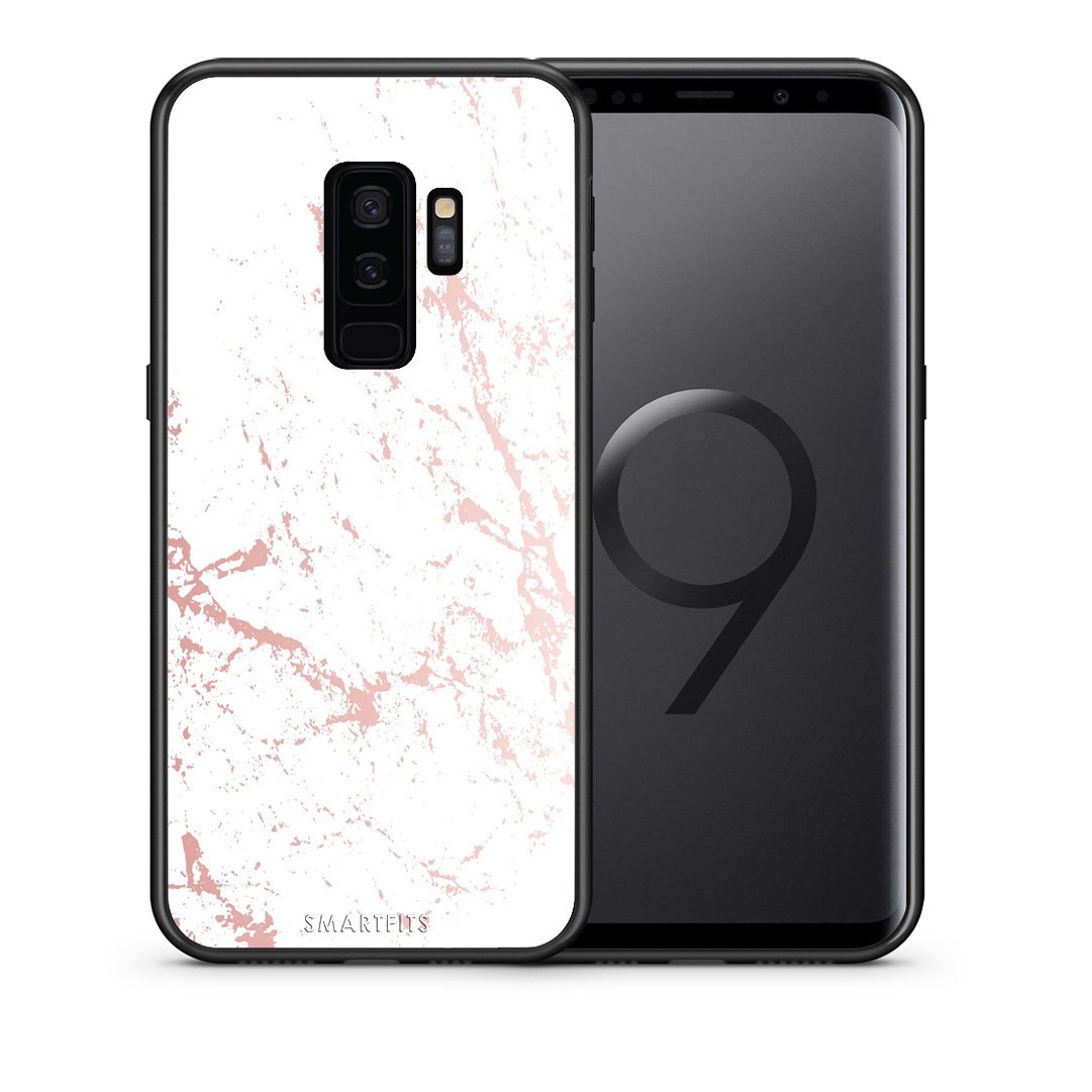Θήκη Samsung S9 Plus Pink Splash Marble από τη Smartfits με σχέδιο στο πίσω μέρος και μαύρο περίβλημα | Samsung S9 Plus Pink Splash Marble case with colorful back and black bezels