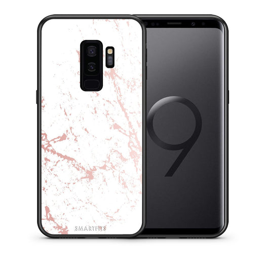 Θήκη Samsung S9 Plus Pink Splash Marble από τη Smartfits με σχέδιο στο πίσω μέρος και μαύρο περίβλημα | Samsung S9 Plus Pink Splash Marble case with colorful back and black bezels