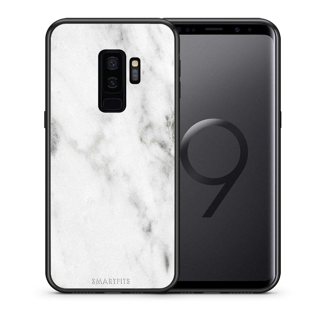 Θήκη Samsung S9 Plus White Marble από τη Smartfits με σχέδιο στο πίσω μέρος και μαύρο περίβλημα | Samsung S9 Plus White Marble case with colorful back and black bezels