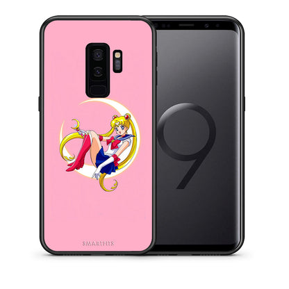 Θήκη Samsung S9 Plus Moon Girl από τη Smartfits με σχέδιο στο πίσω μέρος και μαύρο περίβλημα | Samsung S9 Plus Moon Girl case with colorful back and black bezels