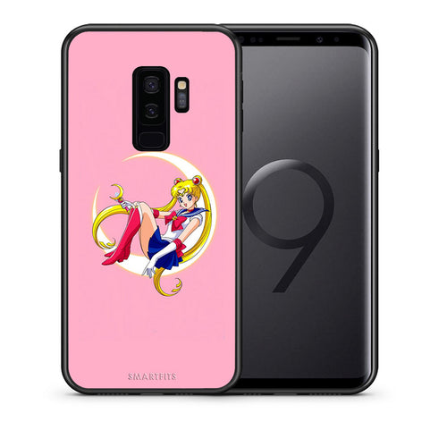 Θήκη Samsung S9 Plus Moon Girl από τη Smartfits με σχέδιο στο πίσω μέρος και μαύρο περίβλημα | Samsung S9 Plus Moon Girl case with colorful back and black bezels