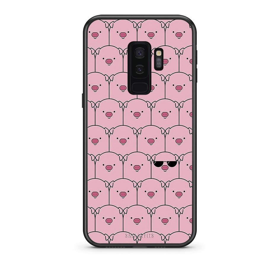 samsung s9 plus Pig Glasses θήκη από τη Smartfits με σχέδιο στο πίσω μέρος και μαύρο περίβλημα | Smartphone case with colorful back and black bezels by Smartfits
