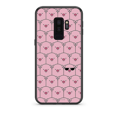samsung s9 plus Pig Glasses θήκη από τη Smartfits με σχέδιο στο πίσω μέρος και μαύρο περίβλημα | Smartphone case with colorful back and black bezels by Smartfits