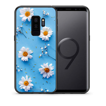 Θήκη Samsung S9 Plus Real Daisies από τη Smartfits με σχέδιο στο πίσω μέρος και μαύρο περίβλημα | Samsung S9 Plus Real Daisies case with colorful back and black bezels
