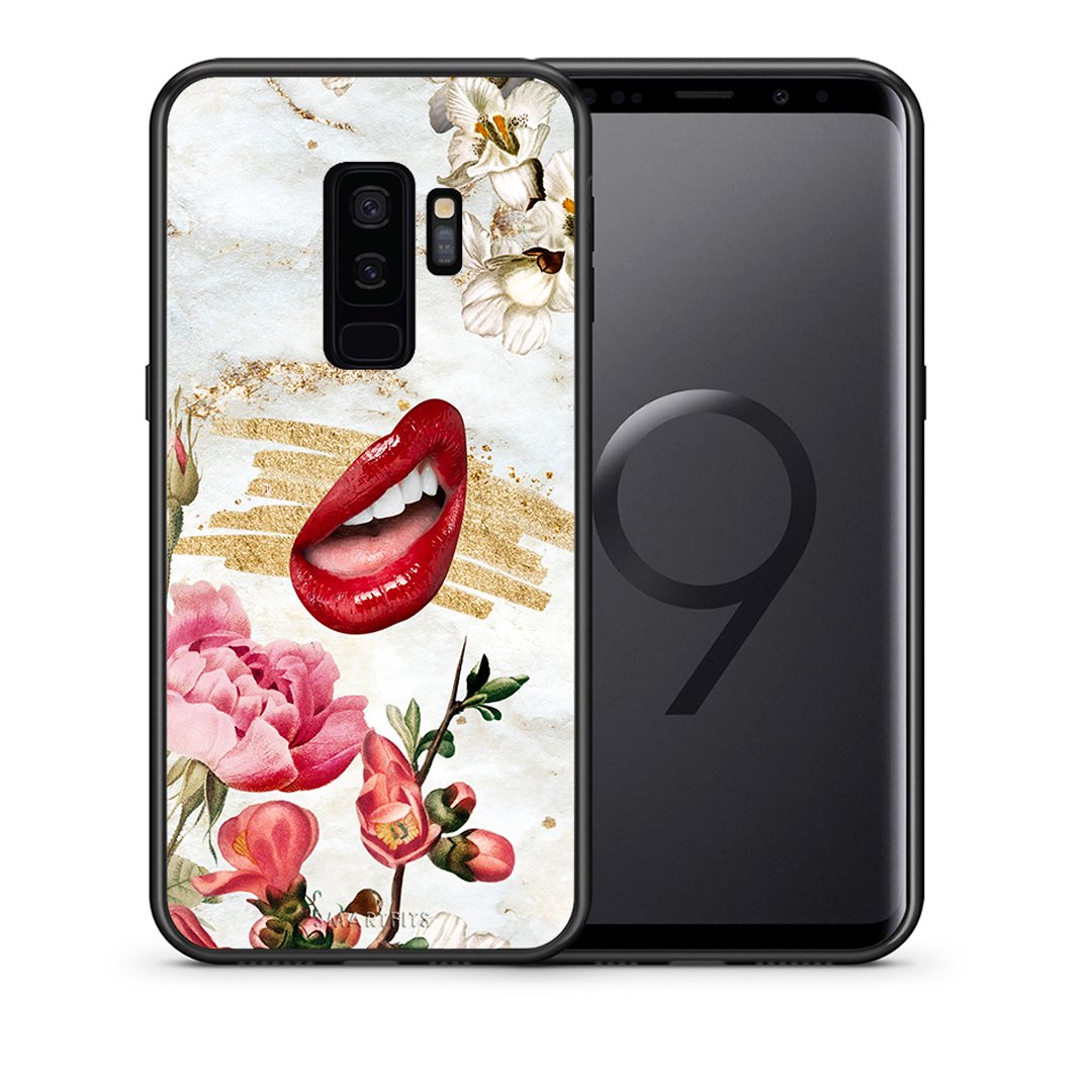 Θήκη Samsung S9 Plus Red Lips από τη Smartfits με σχέδιο στο πίσω μέρος και μαύρο περίβλημα | Samsung S9 Plus Red Lips case with colorful back and black bezels