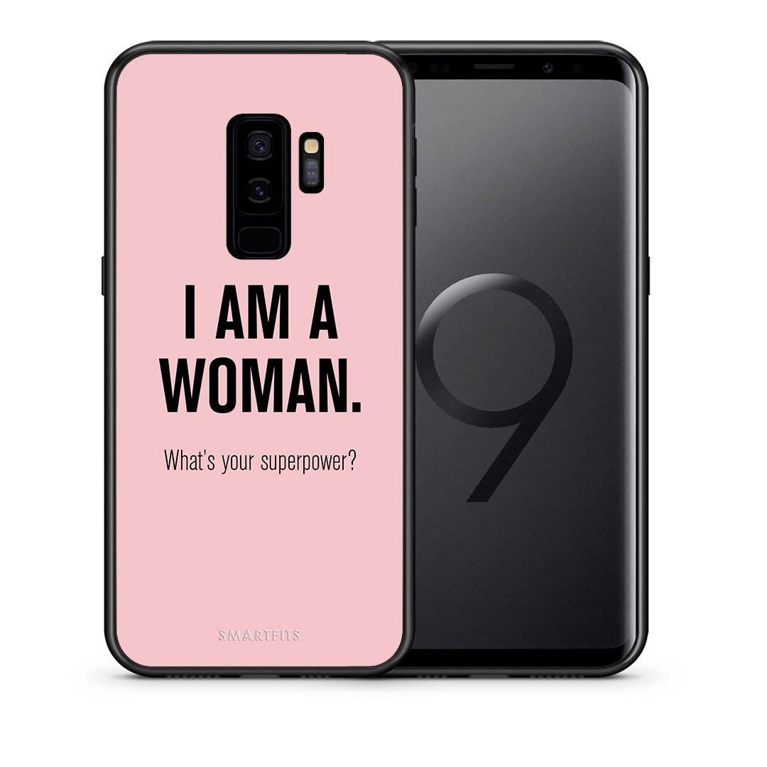 Θήκη Samsung S9 Plus Superpower Woman από τη Smartfits με σχέδιο στο πίσω μέρος και μαύρο περίβλημα | Samsung S9 Plus Superpower Woman case with colorful back and black bezels