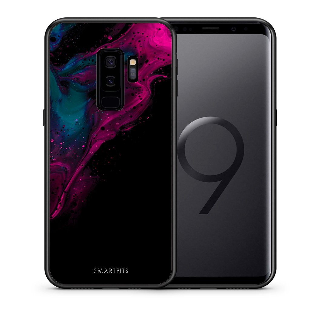 Θήκη Samsung S9 Plus Pink Black Watercolor από τη Smartfits με σχέδιο στο πίσω μέρος και μαύρο περίβλημα | Samsung S9 Plus Pink Black Watercolor case with colorful back and black bezels