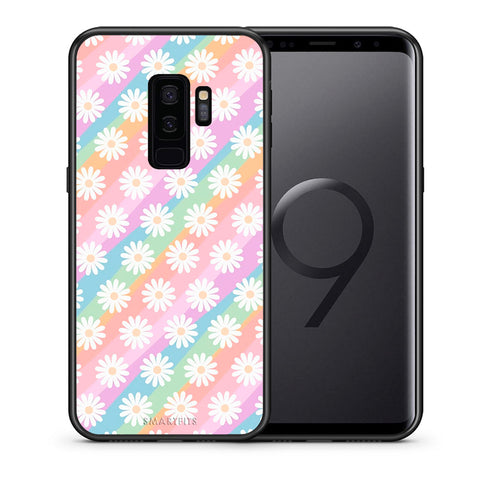 Θήκη Samsung S9 Plus White Daisies από τη Smartfits με σχέδιο στο πίσω μέρος και μαύρο περίβλημα | Samsung S9 Plus White Daisies case with colorful back and black bezels