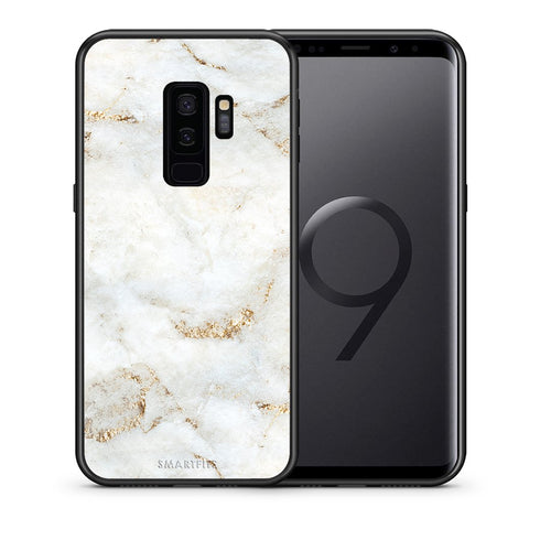 Θήκη Samsung S9 Plus White Gold Marble από τη Smartfits με σχέδιο στο πίσω μέρος και μαύρο περίβλημα | Samsung S9 Plus White Gold Marble case with colorful back and black bezels