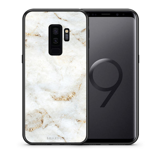 Θήκη Samsung S9 Plus White Gold Marble από τη Smartfits με σχέδιο στο πίσω μέρος και μαύρο περίβλημα | Samsung S9 Plus White Gold Marble case with colorful back and black bezels